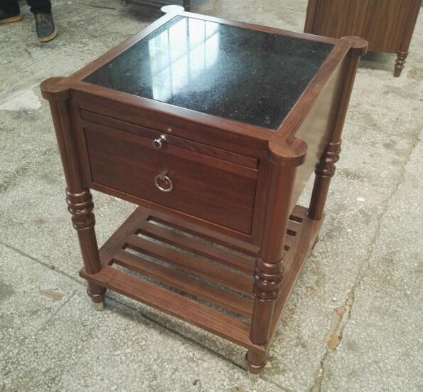 Oturma Odası İçin 1 Çekmeceli Taş Üst Otel Başucu Masaları Ceviz Ahşap 2