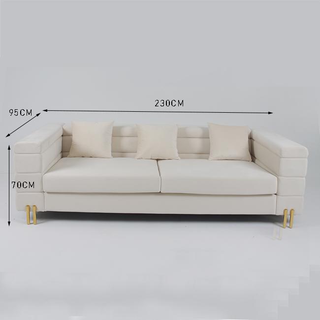 İnce Metal Ayaklı 3 Kişilik 70cm Kadife Tufted Koltuk 0