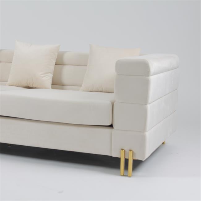 İnce Metal Ayaklı 3 Kişilik 70cm Kadife Tufted Koltuk 1