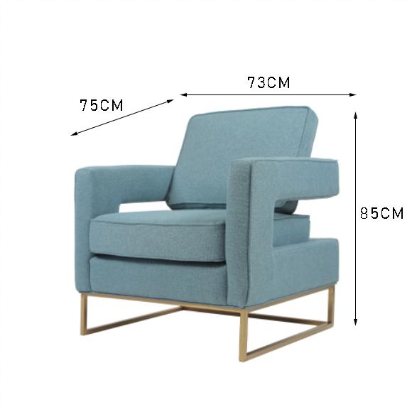 83 * 75 * 85cm Tekli Salon Kanepe, Hallow Metal Tabanlı 0
