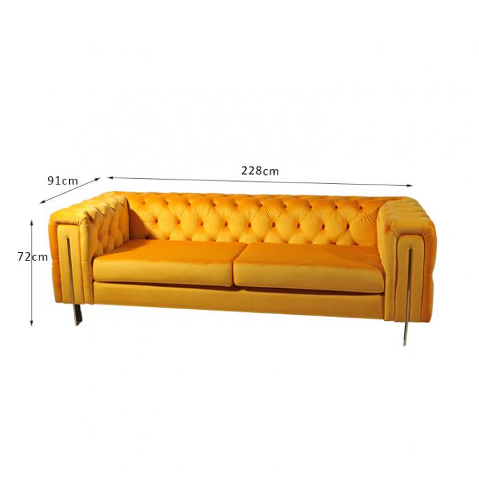 Modern Stil Kadife Kumaş Paslanmaz Çelik Oturma Odası Kanepe 228CM Uzunluk 0