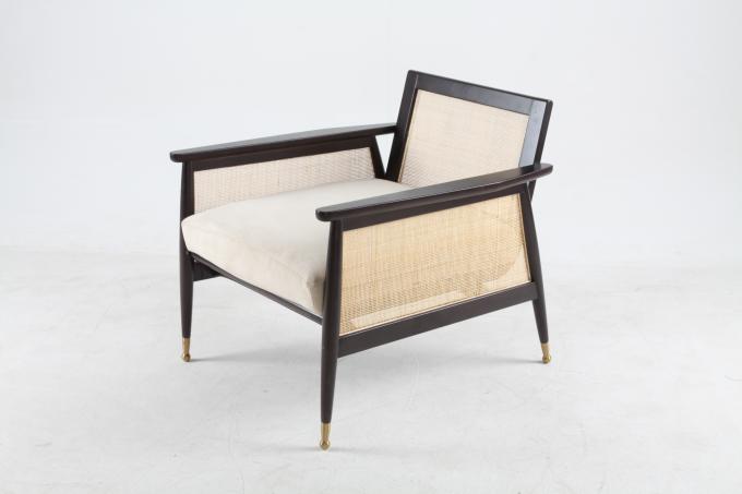Oturma Odası Ahşap Keten Kumaş Rattan Dokuma Sandalyeler Özelleştirilmiş 2