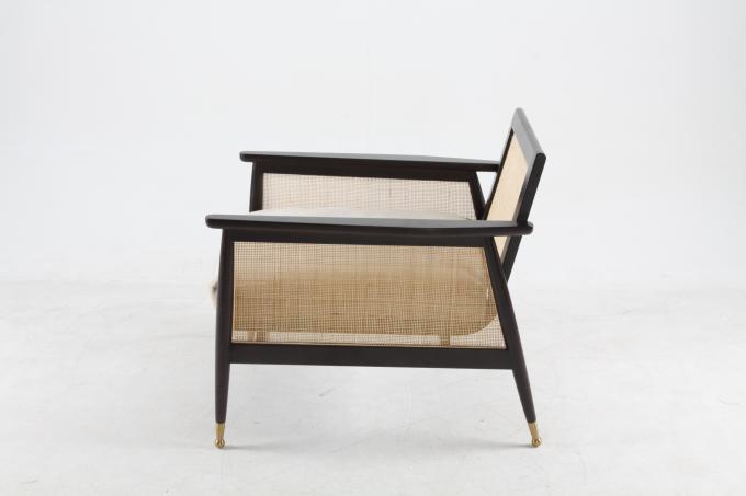 Oturma Odası Ahşap Keten Kumaş Rattan Dokuma Sandalyeler Özelleştirilmiş 3