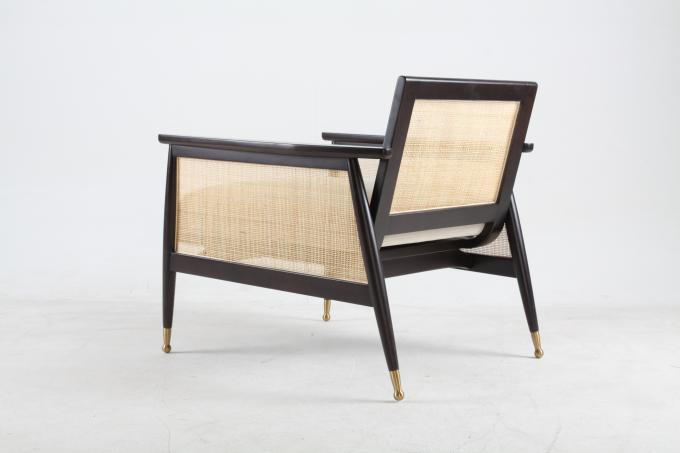 Oturma Odası Ahşap Keten Kumaş Rattan Dokuma Sandalyeler Özelleştirilmiş 4