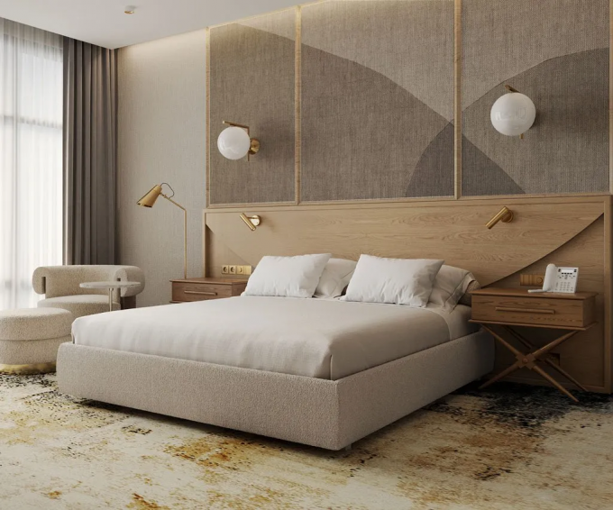 5 yıldızlı otel odaları için otel yatak odası mobilya takımları masif ahşap yatak odası mobilyası 1