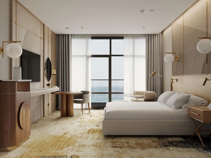 5 yıldızlı otel odaları için otel yatak odası mobilya takımları masif ahşap yatak odası mobilyası 2