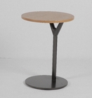 Round Shape Wood And Metal Coffee Side Table Contemporary