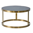 Stone Top Round Coffee Table With Metal Frame Base