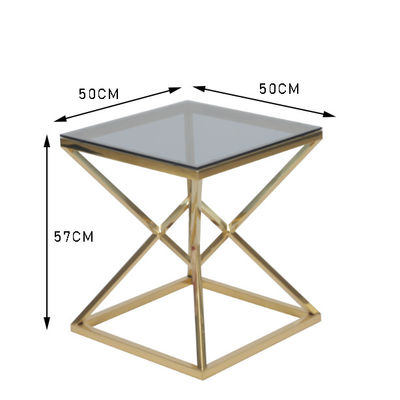 satın al 50x50cm Modern 0.47cbm Paslanmaz Çelik ve Cam Sehpa Çevrimiçi üretim