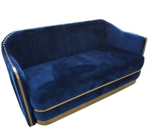 İyi bir fiyat. Sıcak satış luxuty mavi kadife altın metal taban kumaş chesterfield kanepe oturma odası veya toplantı odası için altın neilheads ile çevrimiçi