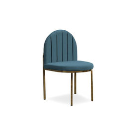 İyi bir fiyat. 4 metal altın pirinç ayak ile geri Bule Channel Tufted Kadife kumaş ev mobilyası Yemek Sandalyesi çevrimiçi