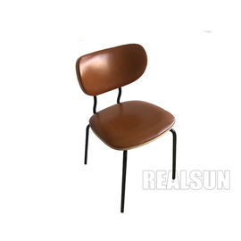 İyi bir fiyat. PU Deri Kumaş Ahşap Geri Yemek Sandalyeleri Restoran İçin Siyah Metal Bacak Metal Taban çevrimiçi