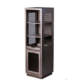 İyi bir fiyat. Metal Mesh Yan Panel Buzdolabı Dolabı Kuru Bar Ünitesi ile Çeyrek Kesim Meşe Ahşap Kaplama çevrimiçi