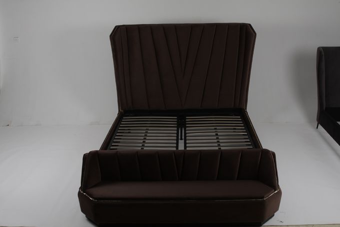 Metal Fermuarlı Yatak Yatak Odası Mobilyası Lurxury Aydınlatmalı Çift Kişilik King Size 0