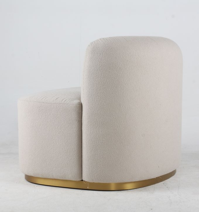 Oturma Odası Beyaz Kumaş Buklet Accent Boş Sandalye Modern Stil 1