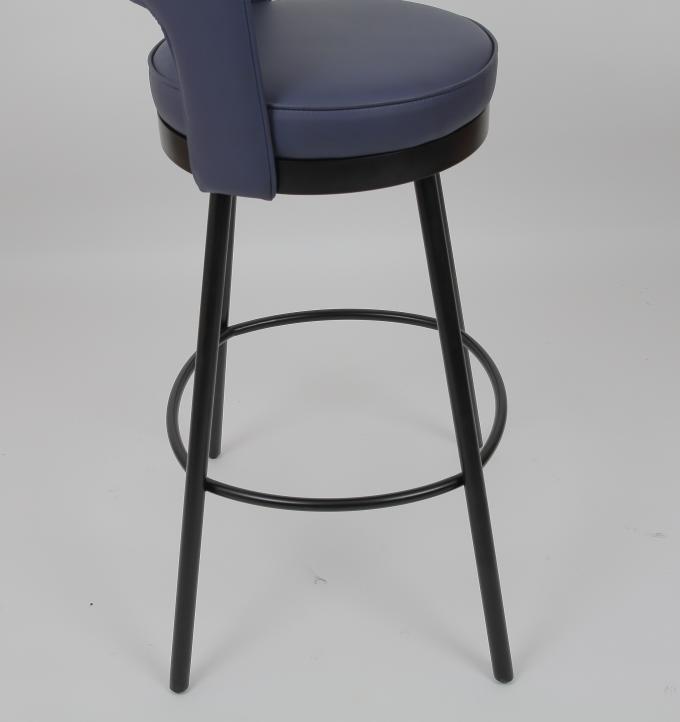 Oturma Odası Modern Lüks için Mavi Kumaş Yastık Siyah Metal Çerçeve Bar Taburesi 0