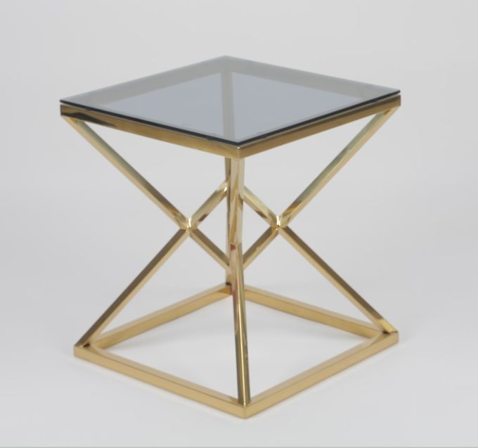 50x50cm Modern 0.47cbm Paslanmaz Çelik ve Cam Sehpa 5