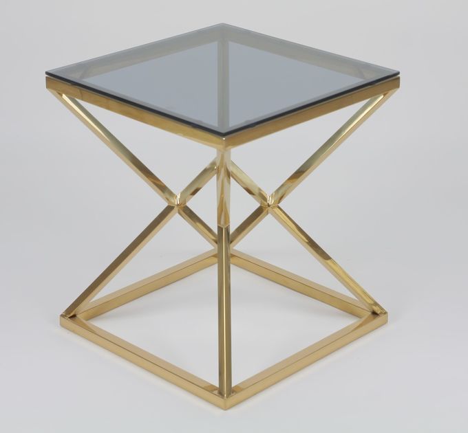 50x50cm Modern 0.47cbm Paslanmaz Çelik ve Cam Sehpa 4