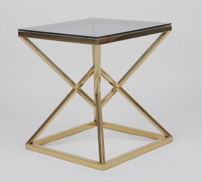 50x50cm Modern 0.47cbm Paslanmaz Çelik ve Cam Sehpa 3