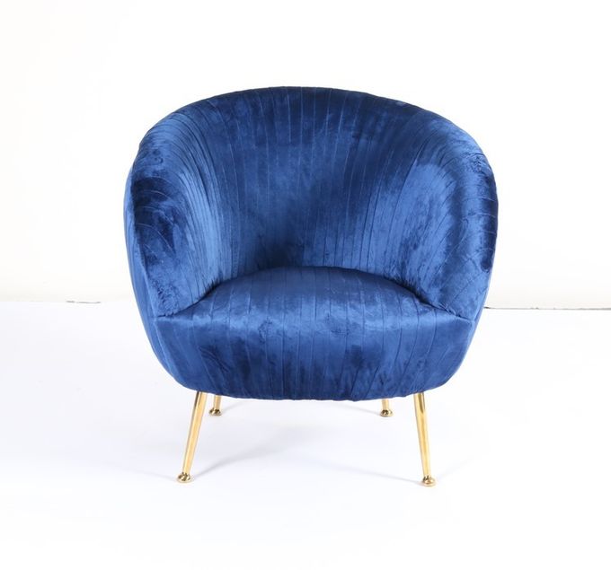Modern Lacivert Kadife Accent Koltuk 75cm Yükseklik 4