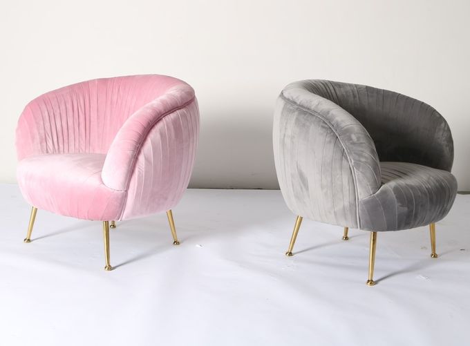 Modern Lacivert Kadife Accent Koltuk 75cm Yükseklik 0
