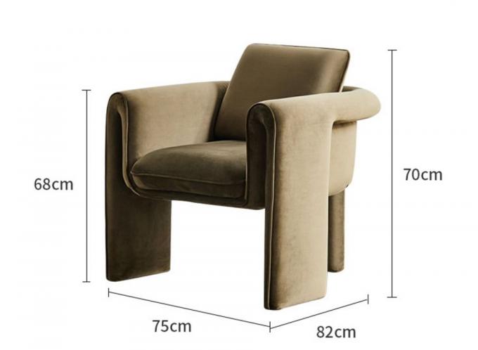Tekli 75 * 82 * 70cm Bej Kadife Koltuk Oturma Odası Kanepe 5
