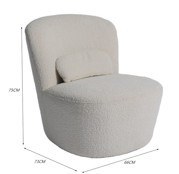 Tekli Bej Kadife Koltuk Modern Kumaş Koltuk Sandalye 75*82*70cm 2