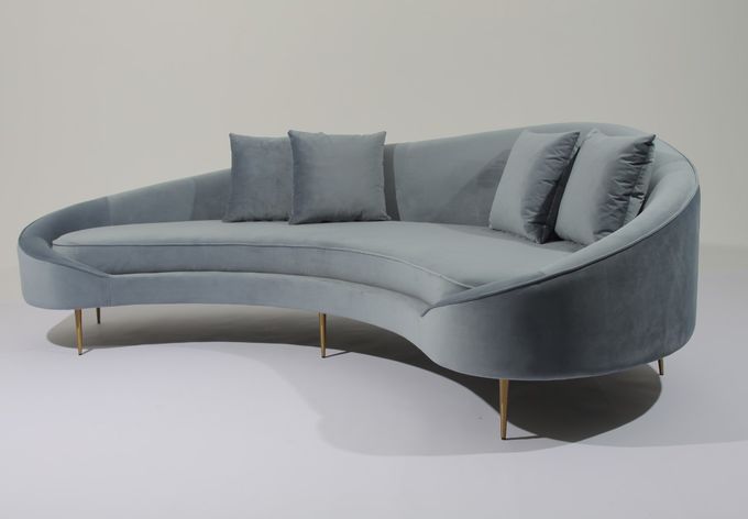 W 260cm Kadife Kumaş Kanepe Oturma Odası İçin Paslanmaz Çelik Taban Kanepe 3