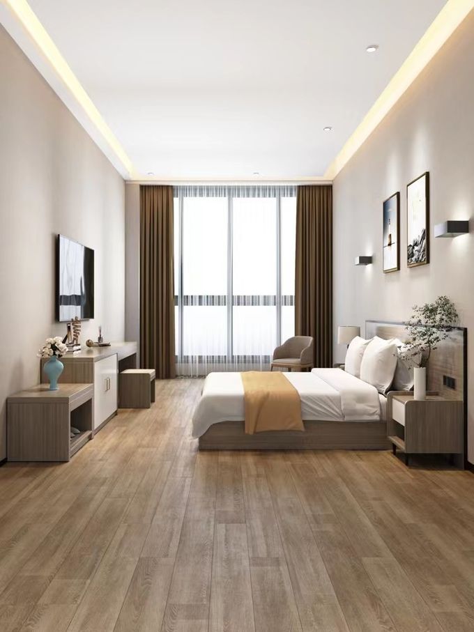 Lüks stil masif ahşap Döşemeli kumaş otel yatak odası mobilyaları 0