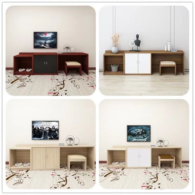 Modern otel TV dolabı kombinasyonu masif ahşap otel yatak odası mobilyası seti 0
